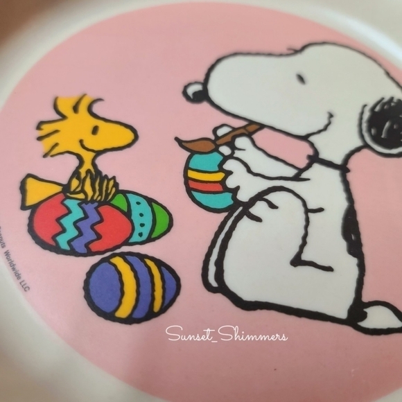 4 New Peanuts Snoopy & Woodstock Kids Easter Egg Dinner Plate Bowl Cup Utensils - Picture 9 of 12